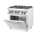 Cuisinière à gaz 4 feux avec four à convection GN 1/1