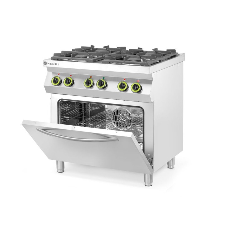 Cuisinière à gaz 4 feux avec four à convection GN 1/1