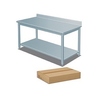 DEMONTEERBARE RVS WERKTAFEL MET ONDERTABLET EN OPSTAANDE BOORD, L 2000 MM JT1KITD-20070 FORCAR