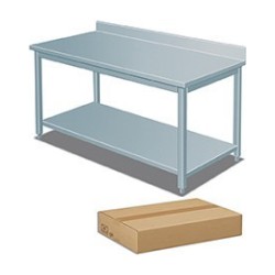 TABLE DE TRAVAIL INOX DEMONTABLE, AVEC SOUTABLETTE ET REBORD ARRIERE, L 2000 MM JT1KITD-20070 FORCAR