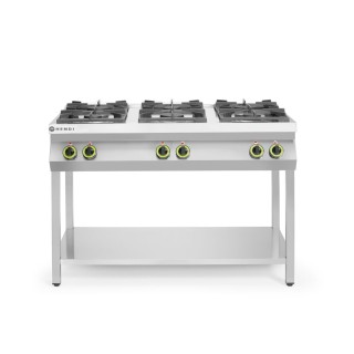 Cuisinière à gaz - 6 feux, support ouvert