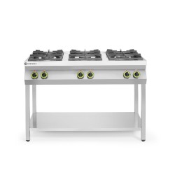 Cuisinière à gaz - 6 feux, support ouvert
