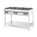 Cuisinière à gaz - 6 feux, support ouvert