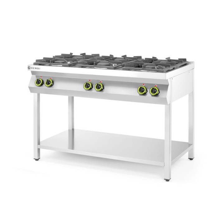 Cuisinière à gaz - 6 feux, support ouvert