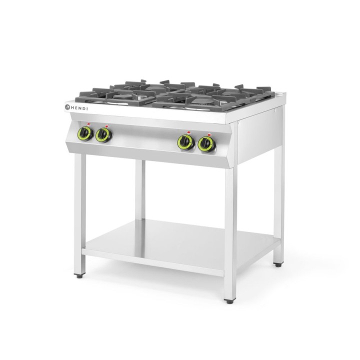 Cuisinière à gaz - 4 feux, support ouvert