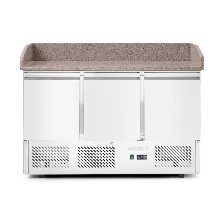 Saladette pizza 3 portes avec vitrine réfrigérée 380+40L