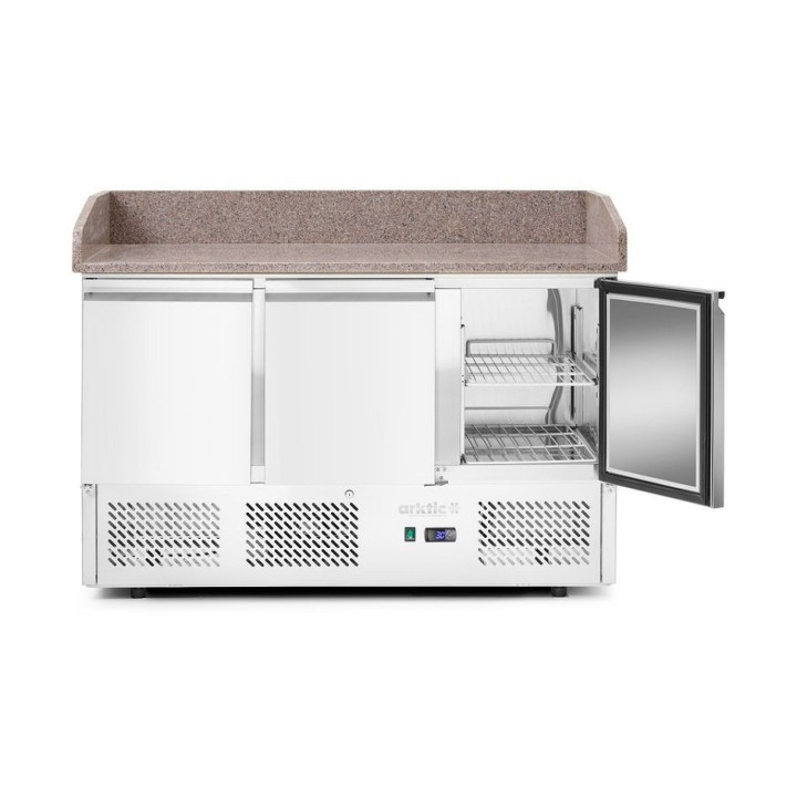 Saladette pizza 3 portes avec vitrine réfrigérée 380+40L