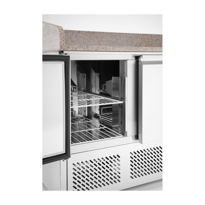 Saladette pizza 3 portes avec vitrine réfrigérée 380+40L