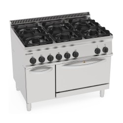 6 FEUX GAZ SUR FOUR GAZ GN 2/1 ET ARMOIRE FERMEE EG6SFA70 TECNOINOX