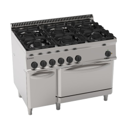 6 FEUX GAZ SUR FOUR ELECTRIQUE VENTILE GN 1/1 ET ARMOIRE FERMEE EG6SFEA70 TECNOINOX