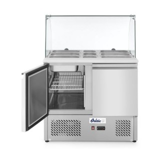 Saladette 2 portes avec vitrine réfrigérée en verre 300L
