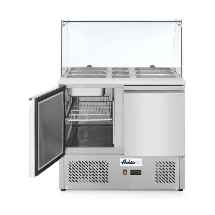 Saladette 2 portes avec vitrine réfrigérée en verre 300L