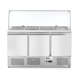 Saladette 3 portes avec vitrine réfrigérée en verre 380L