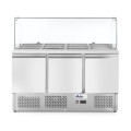 Saladette 3 portes avec vitrine réfrigérée en verre 380L