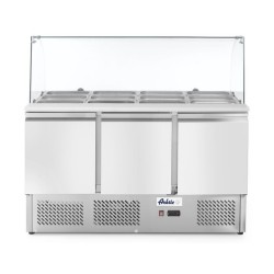 Saladette 3 portes avec vitrine réfrigérée en verre 380L