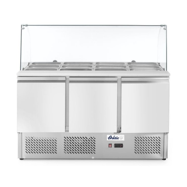 Saladette 3 portes avec vitrine réfrigérée en verre 380L
