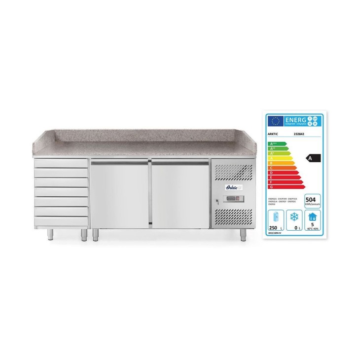 Saladette pizza avec 2 portes et 7 tiroirs 280L