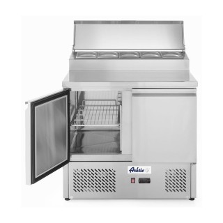 Saladette 2 portes avec vitrine réfrigérée GN surélevée 300L