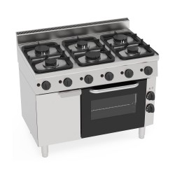 FOURNEAUX GAZ SUR FOUR ELECTRIQUE ET ARMOIRE EG6SFEA65 TECNOINOX
