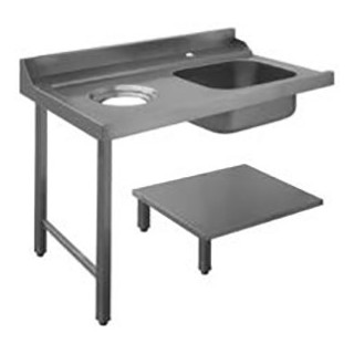 TABLE ENTREE LAVE-VAISSELLE A CAPOT GAUCHE AVEC PLONGE & TROU DECHETS - L 1200 MM D80207 ELETTROBAR