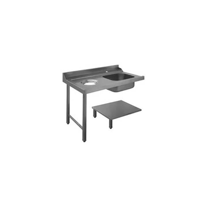 TABLE ENTREE LAVE-VAISSELLE A CAPOT GAUCHE AVEC PLONGE & TROU DECHETS - L 1200 MM D80207 ELETTROBAR