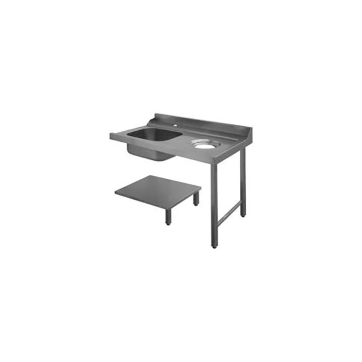 TABLE ENTREE LAVE-VAISSELLE A CAPOT DROITE AVEC PLONGE & TROU DECHETS - L 1200 MM D80208 ELETTROBAR