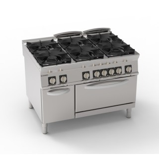 6 BRANDERS GAS OP GAS OVEN GN 2/1 EN GESLOTEN KAST EG6SFA90 TECNOINOX