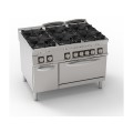 6 BRANDERS GAS OP GAS OVEN GN 2/1 EN GESLOTEN KAST EG6SFA90 TECNOINOX