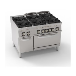 6 FEUX GAZ SUR FOUR GAZ GN 2/1 ET ARMOIRE FERMEE EG6SFA90 TECNOINOX