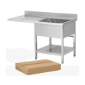 PLONGE INOX DEMONTABLE, 1 BAC EGOUTTOIR A GAUCHE, AVEC SOUTABLETTE ET ESPACE LAVE-VAISSELLE, L 1400 MM JPG1KIT-140701LVG FORCAR
