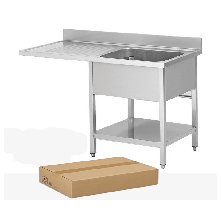 PLONGE INOX DEMONTABLE, 1 BAC EGOUTTOIR A GAUCHE, AVEC SOUTABLETTE ET ESPACE LAVE-VAISSELLE, L 1400 MM JPG1KIT-140701LVG FORCAR