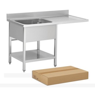 PLONGE INOX DEMONTABLE, 1 BAC EGOUTTOIR A DROITE, AVEC SOUTABLETTE ET ESPACE LAVE-VAISSELLE, L 1400 MM JPG1KIT-140701LVD FORCAR