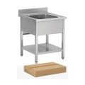 DEMONTEERBARE RVS SPOELBAK, 1 BAK ZONDER AFDRUIP, MET ONDERTABLET, L 700 MM JPG1KIT-070701 FORCAR