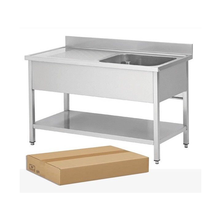 DEMONTEERBARE RVS SPOELBAK, 1 BAK AFDRUIP LINKS, MET ONDERTABLET, L 1000 MM JPG1KIT-100601G FORCAR