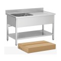 PLONGE INOX DEMONTABLE, 1 BAC EGOUTTOIR A DROITE, AVEC SOUTABLETTE, L 1400 MM JPG1KIT-140701D FORCAR