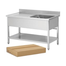 PLONGE INOX DEMONTABLE, 1 BAC EGOUTTOIR A GAUCHE, AVEC SOUTABLETTE, L 1400 MM JPG1KIT-140601G FORCAR