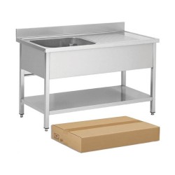DEMONTEERBARE RVS SPOELBAK, 1 BAK AFDRUIP RECHTS, MET ONDERTABLET, L 1400 MM JPG1KIT-140601D FORCAR