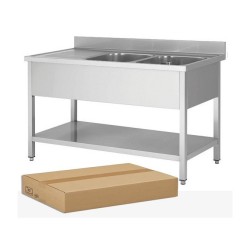 PLONGE INOX DEMONTABLE, 2 BACS EGOUTTOIR A GAUCHE, AVEC SOUTABLETTE, L 1800 MM JPG1KIT-180602G FORCAR