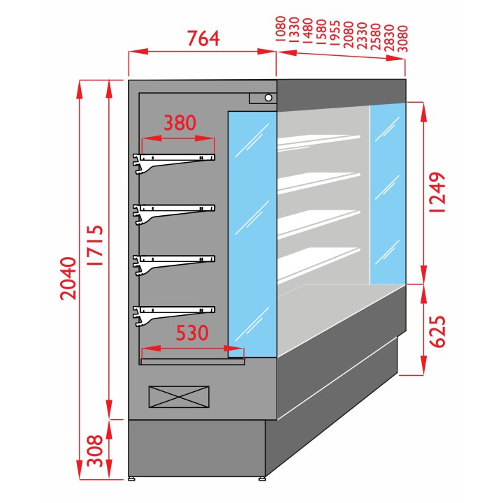 MEUBLE MURAL REFRIGERE POUR VIANDE L 1480 MM LSPD8140C TECNODOM
