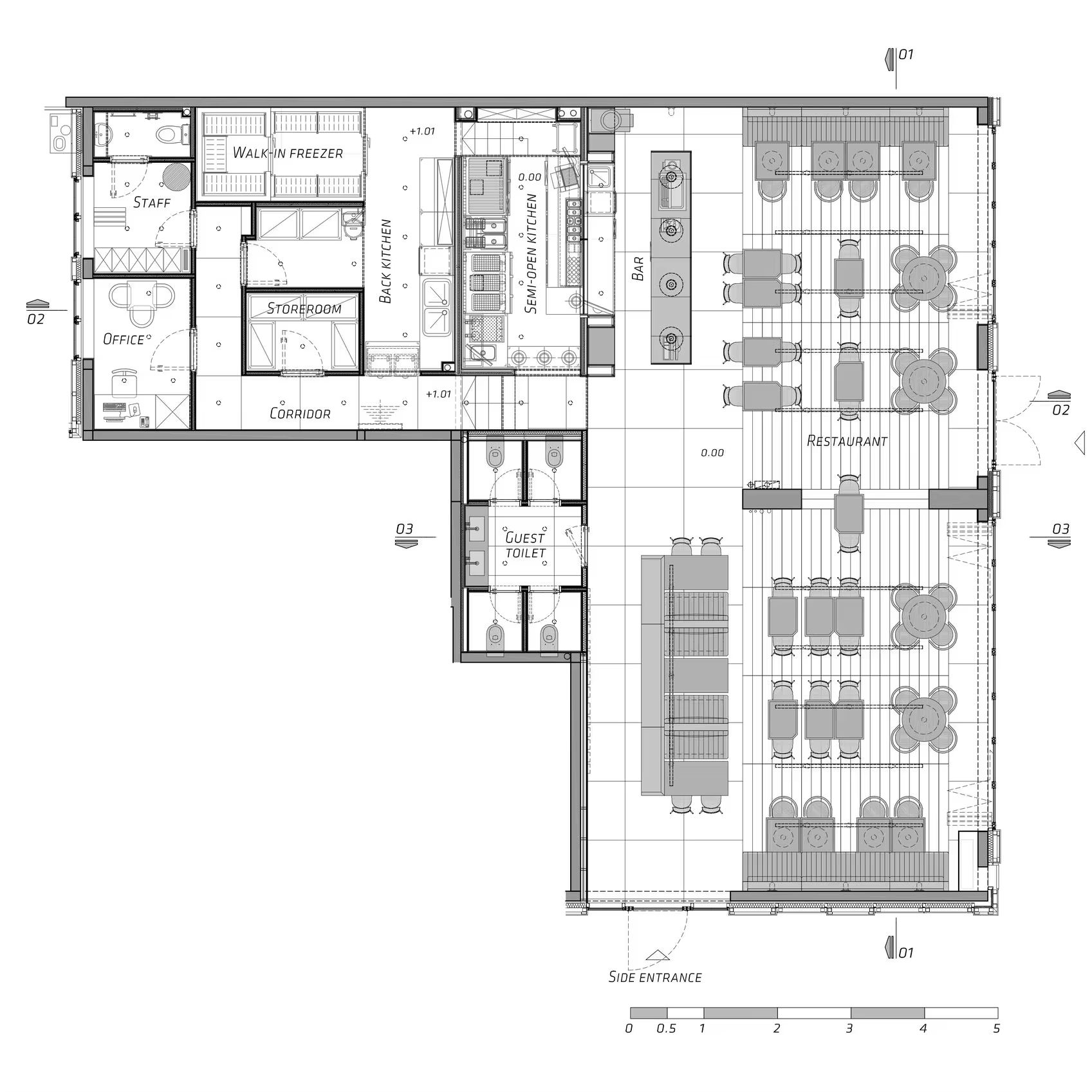 Exemple de plan d'implantation 2D pour cuisine professionnelle
