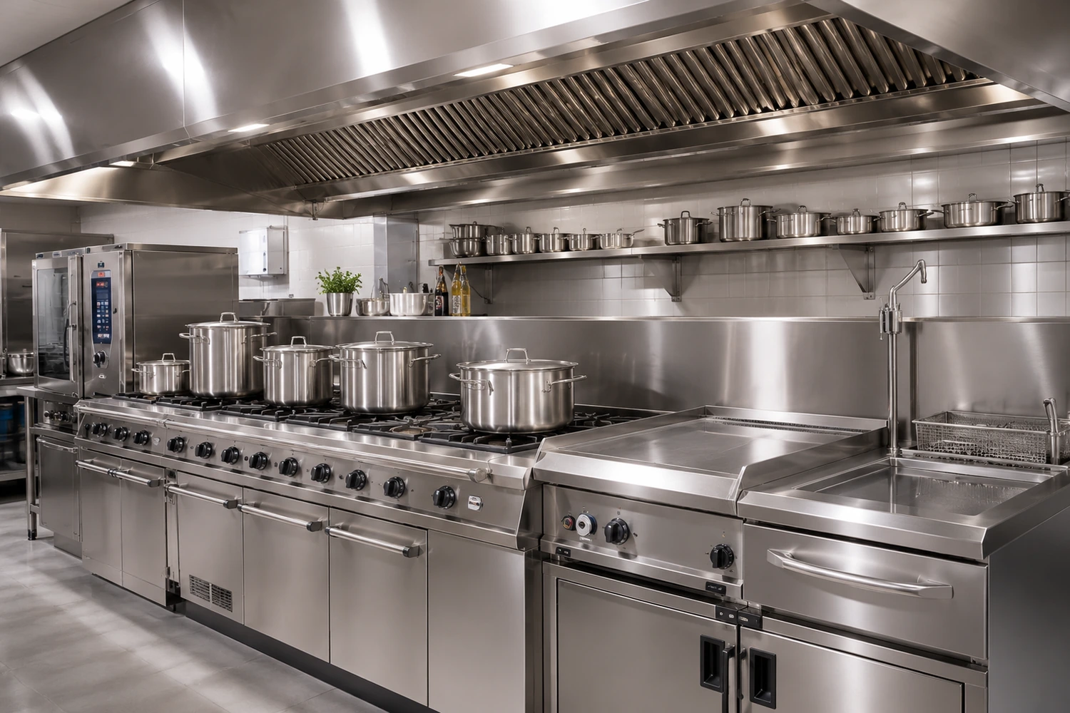 Ligne de cuisson professionnelle pour cuisine de collectivité