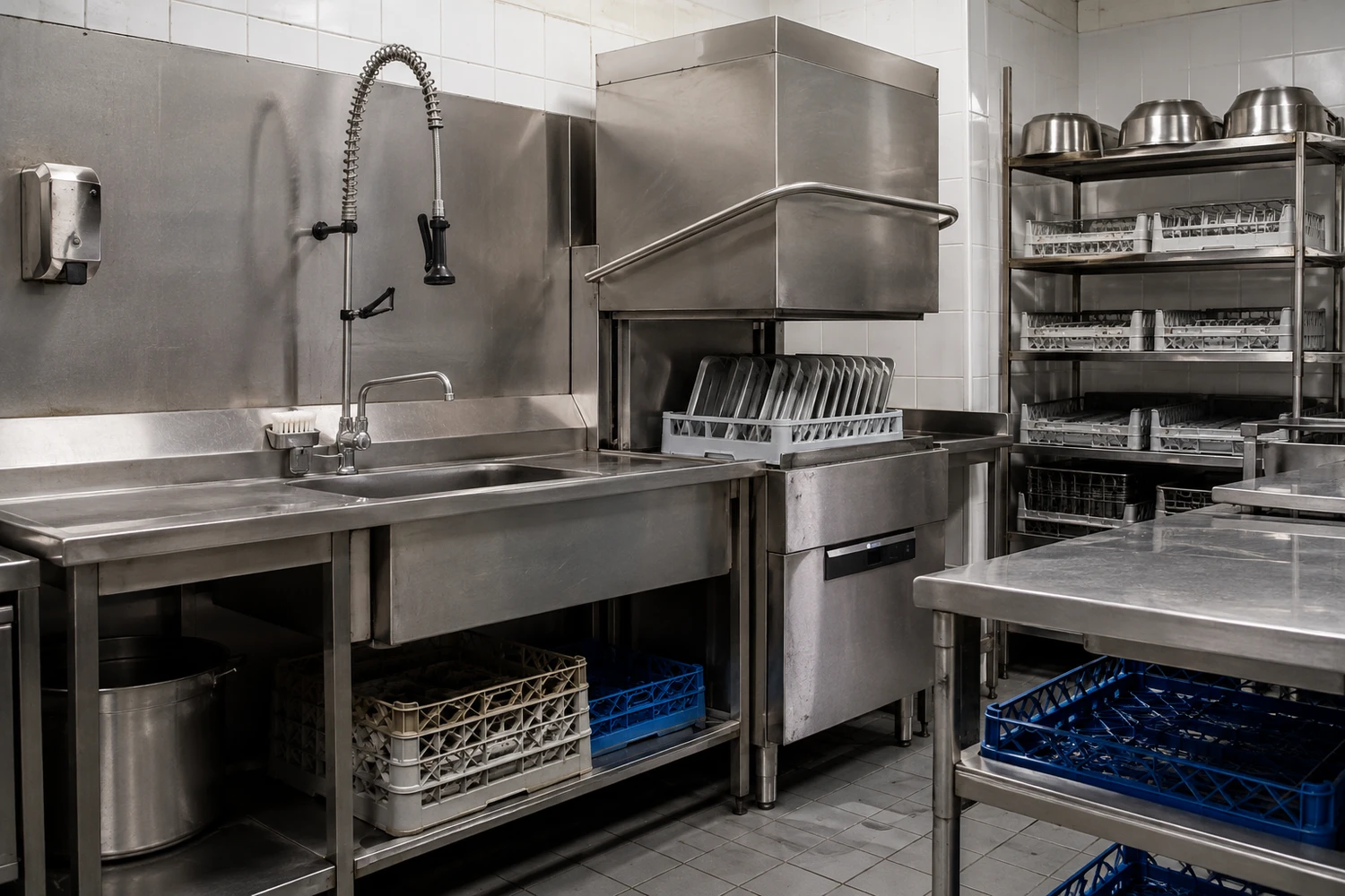 Lave-vaisselle professionnel pour friterie