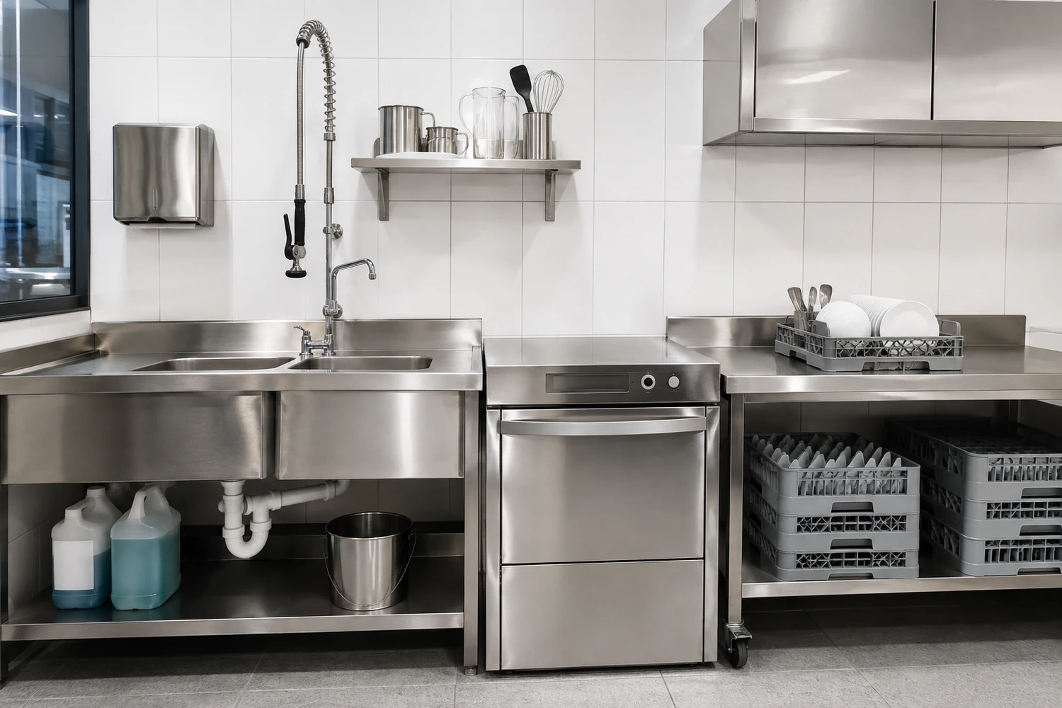 Zone de lavage et hygiène pour laboratoire de chocolat et glaces