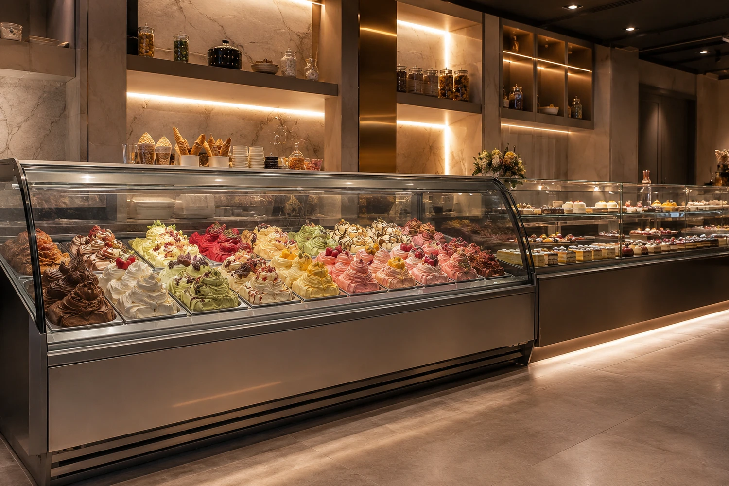 Vitrine réfrigérée pour glaces et desserts