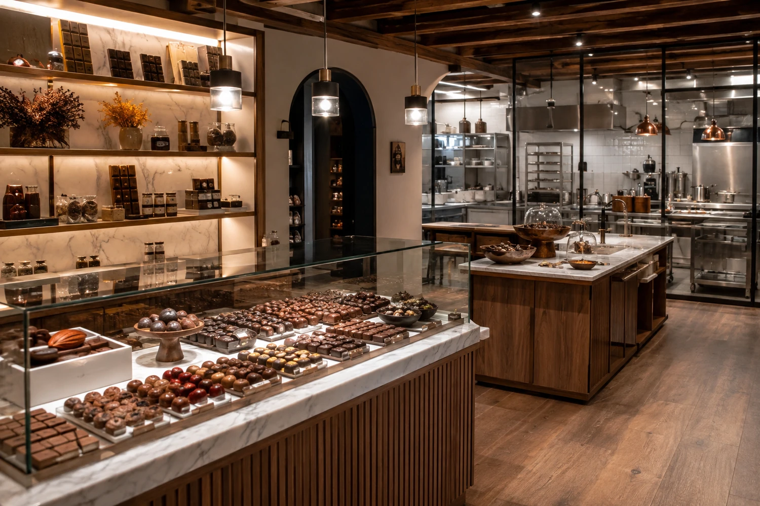 Réalisation de boutique chocolatier haut de gamme