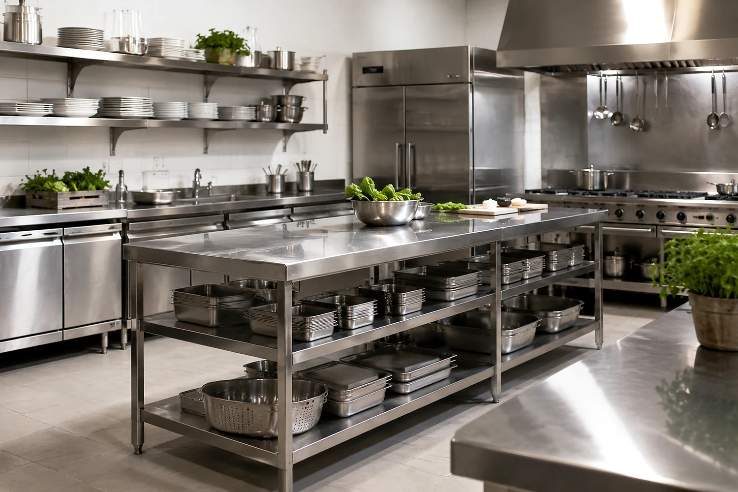 Cuisine professionnelle moderne équipée pour un restaurant en Belgique